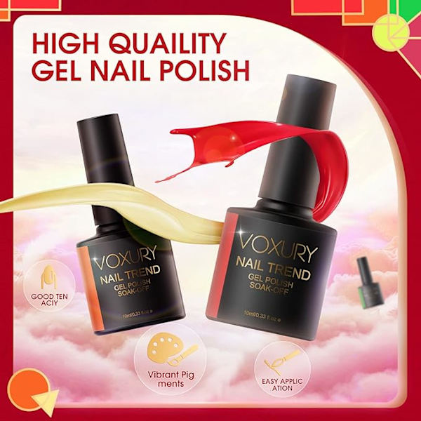 6 färger orange rosa röd gul grön gel nagellack UV gellack 10 ml