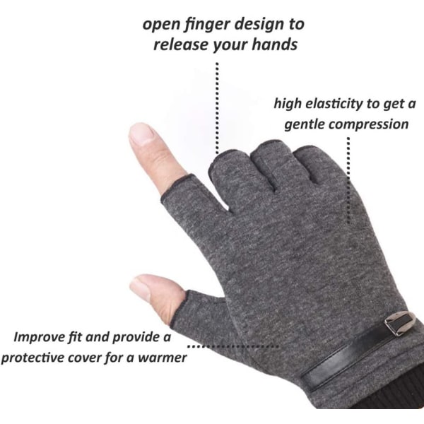 Fingerlösa handskar för män Vinter utomhus varma thermal stickade handskar (set med 2)