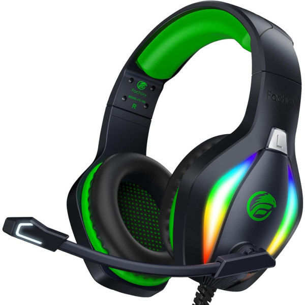 FC100 Gaming Headset för PS4/PS5/PC/Xbox/Switch, Xbox Headset med RGB-ljus,