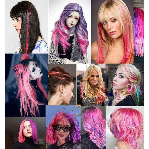 9PCS 21"färgad klämma i hårförlängningar Rosa hårförlängningar