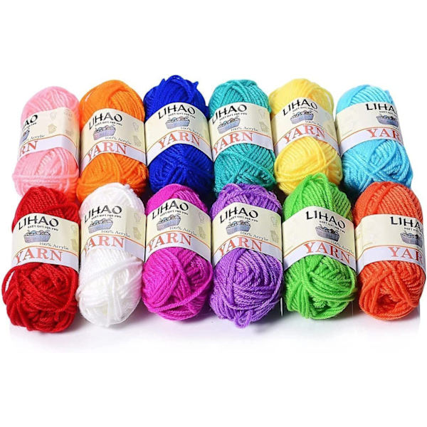 Acrylic Knitting & Crochet Yarn Spools(12-pack, 26 m/rulle)