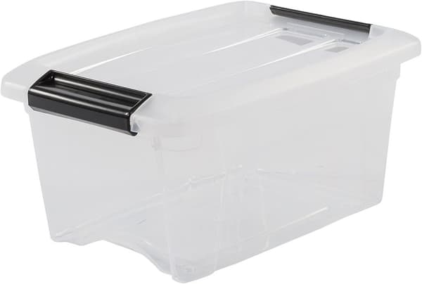 Plastförvaringslådor med lock och stängningsklämmor, 5L, set om 3,