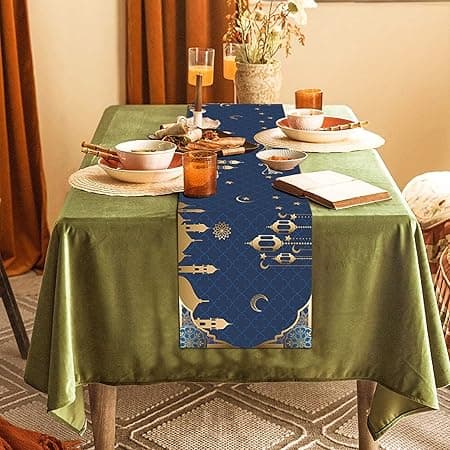 Ramadan Mubarak Table Runner Table Decorations - Ramadan Mosque Lantern Islamic 35x180cm