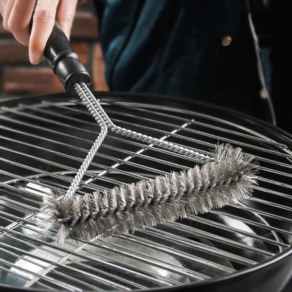 Grill Brush with Long Handle, Grill Brush with Stainless Steel Bristles, 30cm Long,