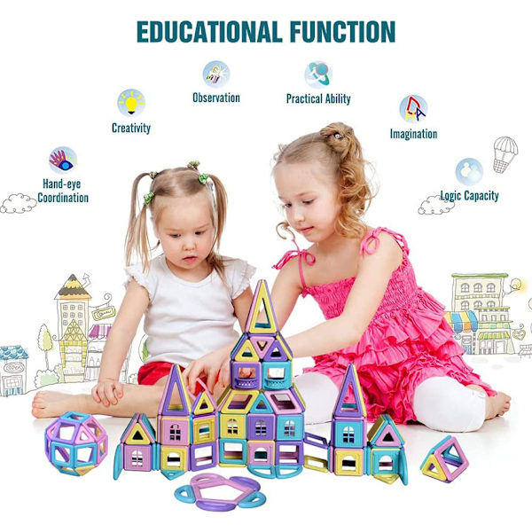 146Pcs Mini Magnetic Building Blocks  3D Macaron Learning