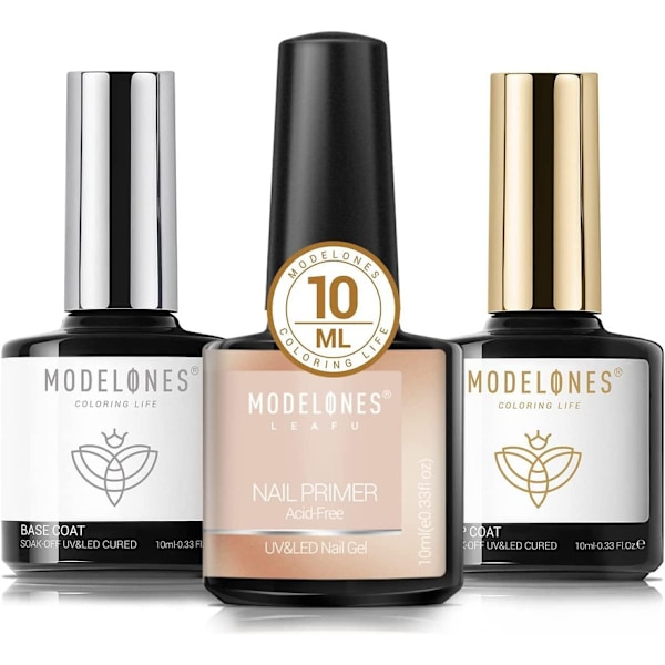 Topp- och baslack nagelprimer 10 ml x 3 gellack UV LED nagellack