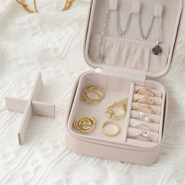 Liten smyckeskrin för kvinnor,bärbara reseörhängen Halsband Organizer Display case