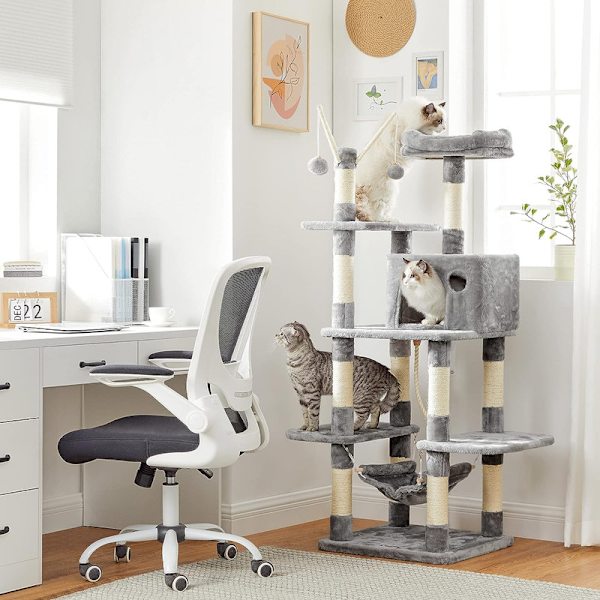 Cat Tree, 154 cm, Grey Cat Tree Scratching Post Activity Centre