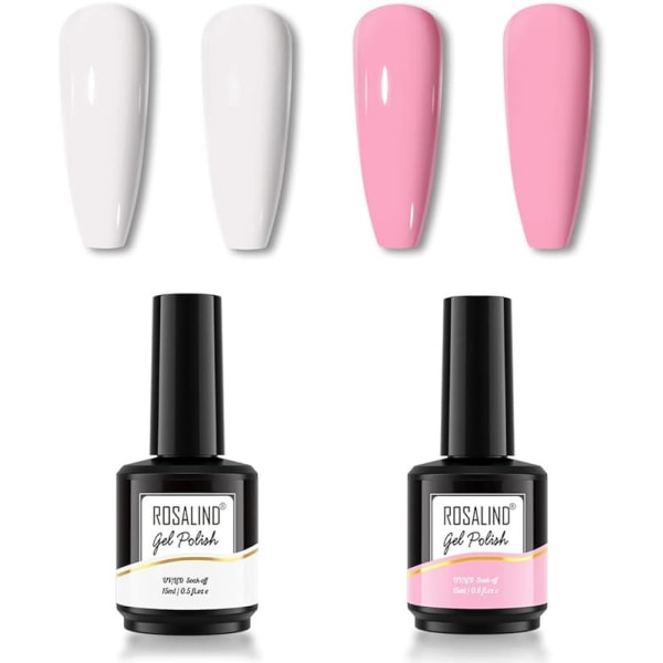 Gel Nail Polish White and Pink Color 2pcs 15ML