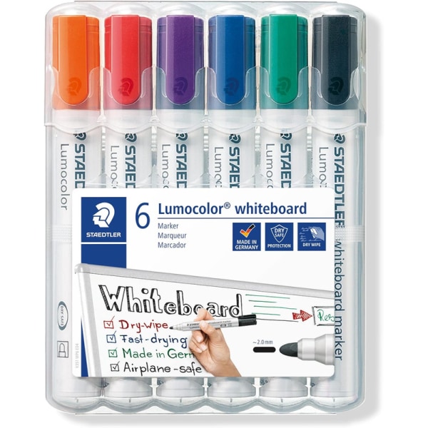 Lumocolour Whiteboard-markör med kulspets, flerfärgad, 6-pack