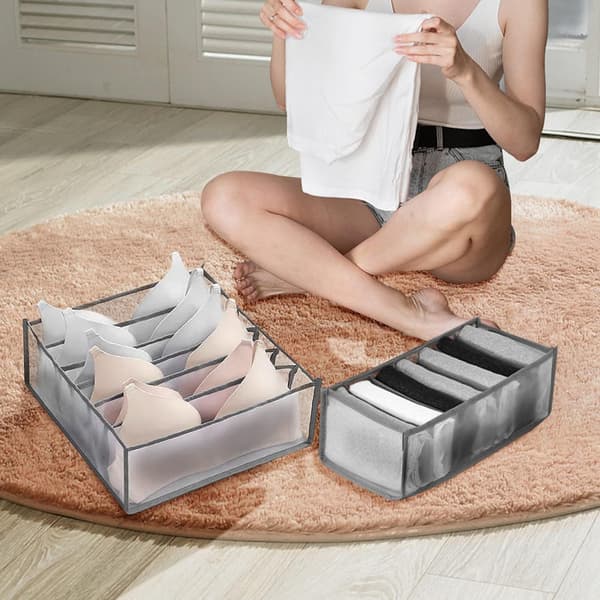 6 Pieces Mesh Clothes Storage Foldable Closet Organization System Storage Boxes