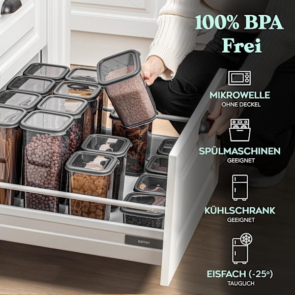 Förvaringsburkar med lock, lufttäta, förvaringsbehållare-set,