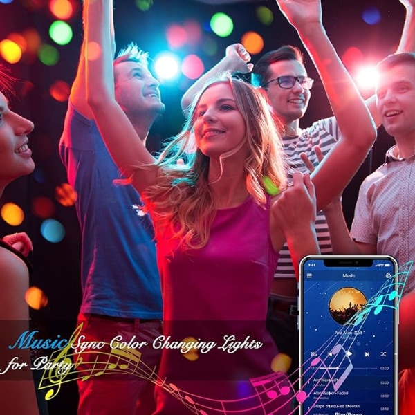 LED-remsa, 15 m, 5050 RGB LED-remsa, Bluetooth, app-kontroll, LED-ljusremsa,