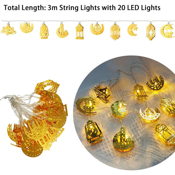 Ramadan Mubarak Eid String Lights Dekorationer Ramadan Fairy Lights Eid Mubarak Ramadan String Lights
