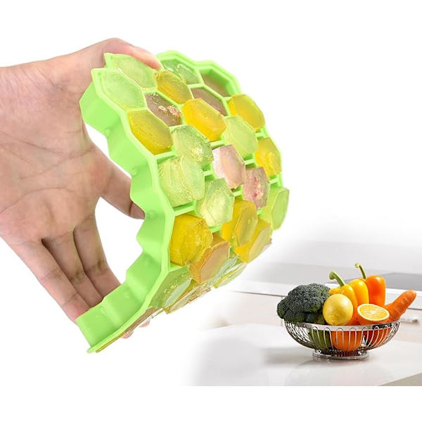 Silicone ice cube mold, honeycomb shaped ice cube mold with lid ice cube tray 2 pieces 37