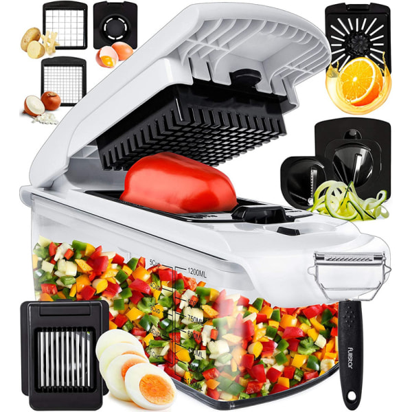 9-i-1 Deluxe Grönsakshackare Lökhackare Mathackare Manuell spiralizer