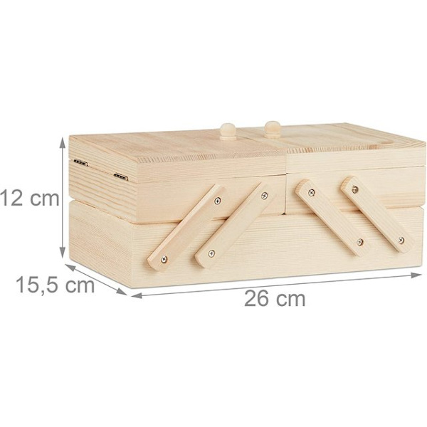 Natural Sewing Boxes Wood, 5 Compartments, Retractable Without Contents,