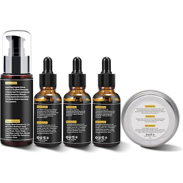 Bartcare set för män med barschampo, bar growth oil, skäggbalsam, skäggkam,