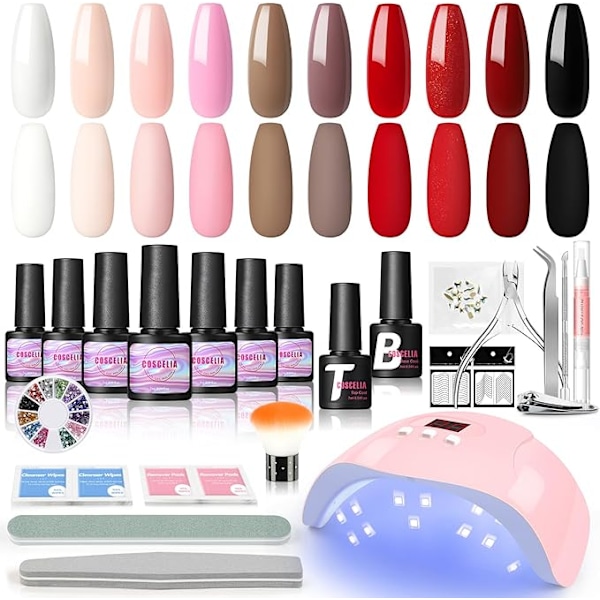 UV Nail Polish Set with 36W UV / LED Lamp for Gel Nails Starter Set 10 Colors