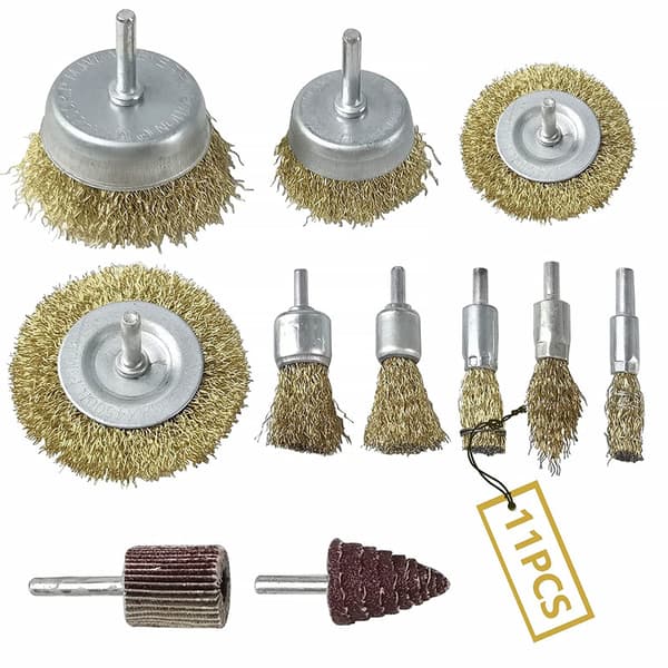 11Pcs Wire Brush Drill Machine Set