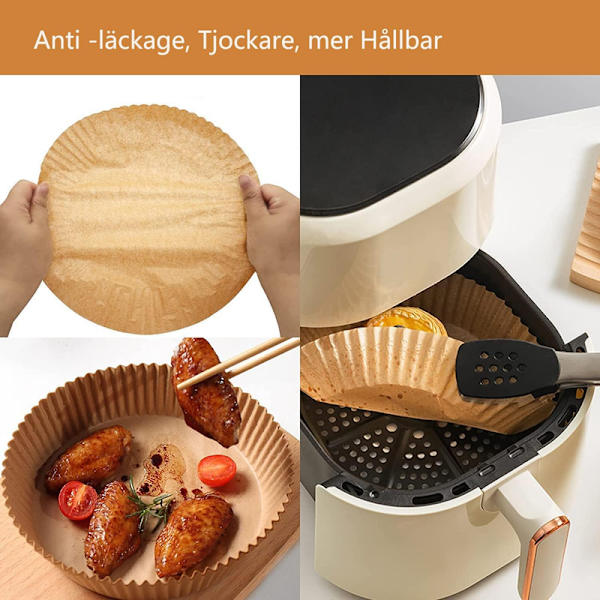 Airfryer bakpapper 16-20cm 100 stycken runda non-stick engångspappersfoder,