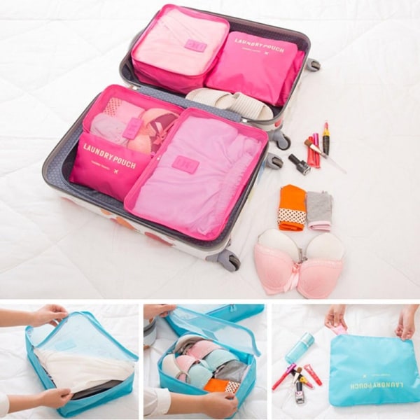 Förvaringskuber för resväska, 6-packs set med 3 resväska Organizer -väskor