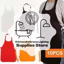 10pcs Disposable Non Woven Aprons Kitchen Aprons Solid Color Anti-fouling Breathable For Cooking, BBQ, Waiters, Hairdressing