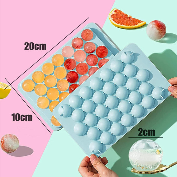 Ice Cubes Tray 2 Pack, Ice Cubes Container med lock, 33 iskuber,