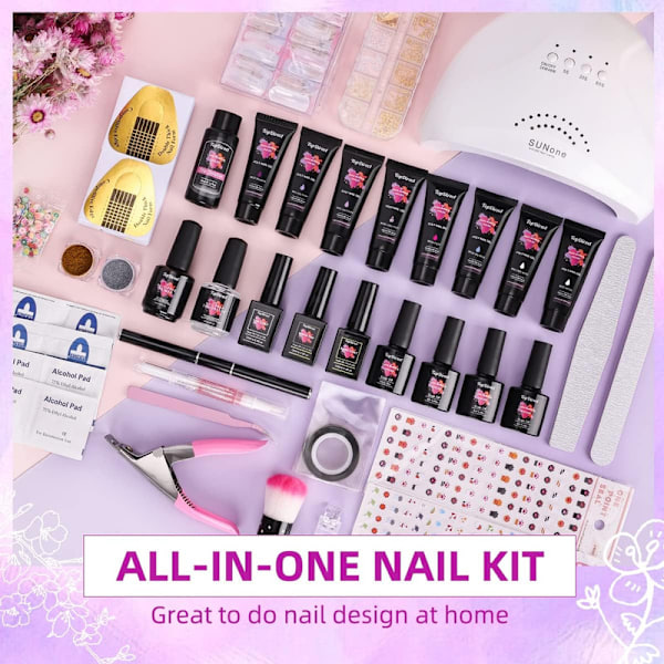 Komplett Nagelgel-Set, 8+4 Färger Nagelförlängningsset och Nagellacksblötläggning