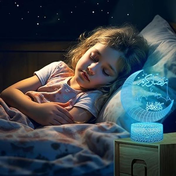 Ramadan LED-gör-det-själv-lampa, Mubarak Ramadan, LED-lampa, beröra månlampa med fjärrkontroll, 3D
