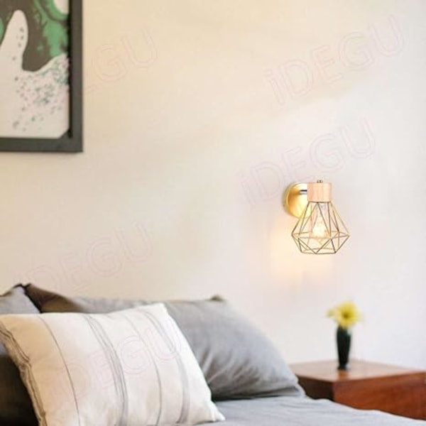 2 stycken vintage vägglampa 16 cm vägglampa industriell design geometrisk bur lampskärm