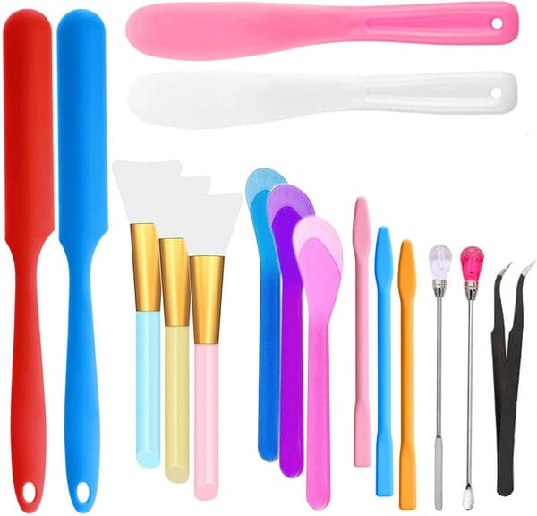 Silicone Epoxy Brush Stirring Stick Set Stirring Tool Mixing Spoon and Scraper DIY Tool for Epoxy Resin Liquid
