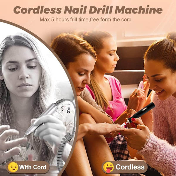 Elektrisk nagelfil professionell uppladdningsbar elektrisk nagelfilmaskin med keramisk nagelbit