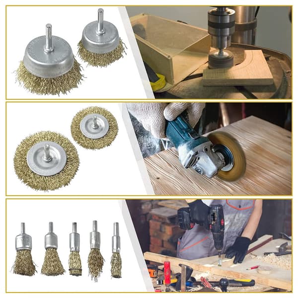 11Pcs Wire Brush Drill Machine Set