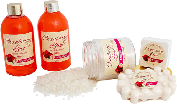 Cranberry Love Bath Set med Bath Gold 6 delar