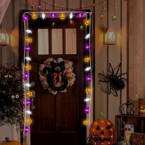 Halloween ljusträdgårdar, 3 x 20 LED-pumpaspökfladdermöss