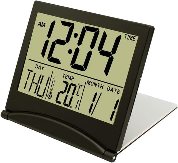 Digital klocka LCD väckarklocka hopfällbar - Bordsur med temperatur- och datumvisning