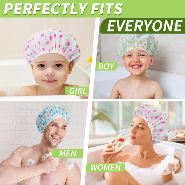 4 Pack Shower Caps for Women/Men Lightweight Plastic Shower Caps 30cm