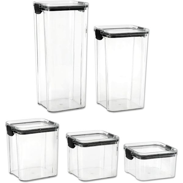 5-delat Set med Förvaringsburkar, BPA-fria, 5 Storlekar i 3 Färger, Valbara Kryddburkar i Plast