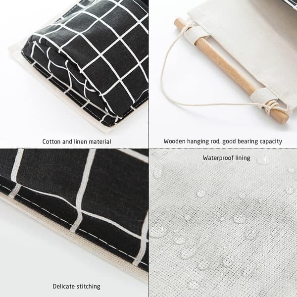 3 Pack Grid Hanging Pockets, Waterproof Organizer, Storage Accessories, (Black, White, Grey)