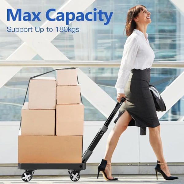 small trolley with 2 elastic cords and 4 wheels, folding trolley with 60kg load,