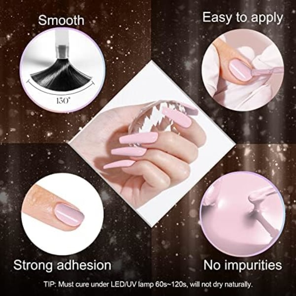 Gellackset med 6 Färger 5ml Ljusrosa Mörkrosa Glittrande Rosa Shellac Gellack UV-set Gellack