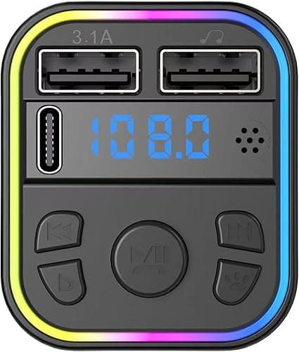 Wireless car adapter, Bluetooth car transmitter, wireless audio receiver, multifunctional design,
