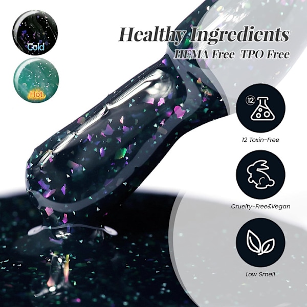 UV LED Gel Varnish Nail Polish Kit,2 Pcs 15ml Colors and Glitter Wine Red Light Pink Temperature