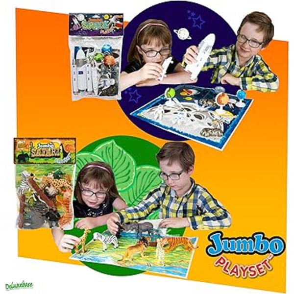 Lekset - Deluxebase Space Space Set med rymdfigurer. Stor rymdleksakspåse, inkluderar rymdfärja, raket och astronauter
