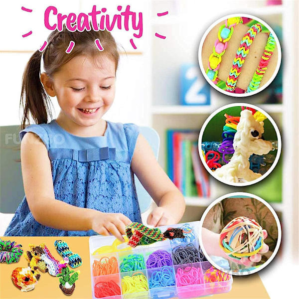 Loom Ribbon Set, Loom Tape Set, DIY Rubber Band Set, 600 + Loom Tape Tillbehör,