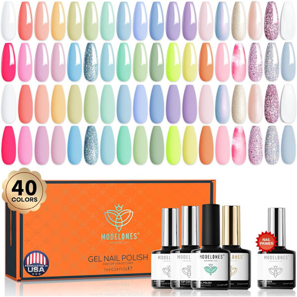 40 st Gellack, 36 st Pastel Dream Collection Macaron Glitter Sommar Snack Gellack,