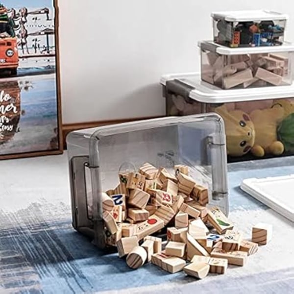 1,25 l små förvaringslådor med lock, plast, stapelbara, transparen