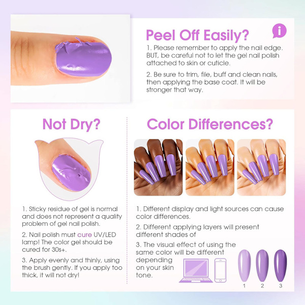 UV-gel nagellack 24 st gula rosa lila gröna nagellack shellac gellack