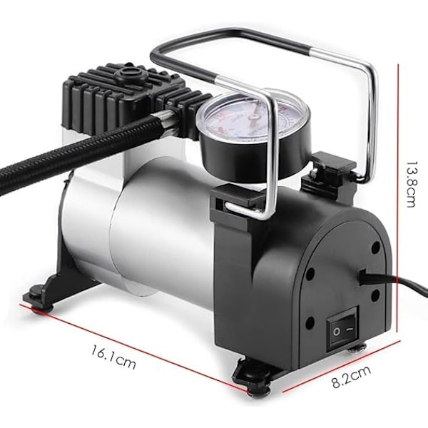 12V luftkompressor med 3-ventilsadapter, luftkompressor för cykel,